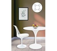 Fusion Living Tulip Set - White Medium Circular Table And Four Chairs With Pu Cushion White