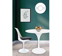 Fusion Living Tulip Set - White Medium Circular Table And Two Chairs With Luxurious Cushion In Black Black
