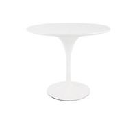 Fusion Living Tulip Set - White Medium Circular Table And Two Chairs With Pu Cushion Red