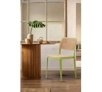 Fusion Living White Plastic Café Dining Chair In Green Green One Size