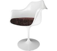 Fusion Living White Tulip Armchair With Brown Textured Cushion