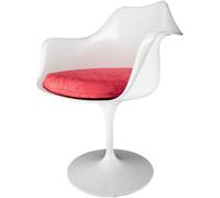 Fusion Living White Tulip Armchair With Luxurious Raspberry Red Cushion