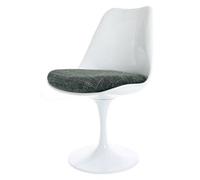 Fusion Living White Tulip Dining Chair With Grey Textured Cushion