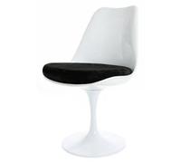 Fusion Living White Tulip Dining Chair With Luxurious Black Cushion