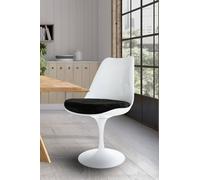 Fusion Living White Tulip Dining Chair With Luxurious Cushion In Black Black One Size