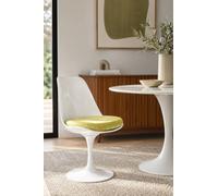 Fusion Living White Tulip Dining Chair With Luxurious Cushion In Green Green