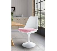 Fusion Living White Tulip Dining Chair With Luxurious Cushion In Light Pink Light Pink