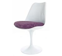 Fusion Living White Tulip Dining Chair With Luxurious Purple Cushion