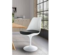Fusion Living White Tulip Dining Chair With Pu Cushion In Black Black One Size
