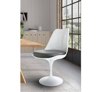 Fusion Living White Tulip Dining Chair With Pu Cushion In Dark Grey Dark Grey One Size