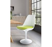 Fusion Living White Tulip Dining Chair With Pu Cushion In Green Green One Size