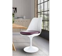 Fusion Living White Tulip Dining Chair With Pu Cushion In Purple Purple One Size