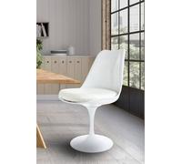 Fusion Living White Tulip Dining Chair With Pu Cushion White One Size