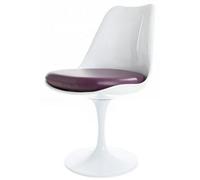 Fusion Living White Tulip Dining Chair With Purple Pu Cushion