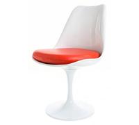 Fusion Living White Tulip Dining Chair With Red Pu Cushion