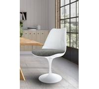 Fusion Living White Tulip Dining Chair With Textured Cushion In Light Grey Light Grey One Size