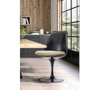 Fusion Living White Tulip Dining Chair With Velveteen Cushion In Beige Beige One Size