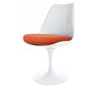 Fusion Living White Tulip Dining Chair With Velveteen Orange Cushion