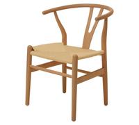 Fusion Living Wishbone Beechwood And Natural Hemp Weave Dining Chair