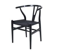 Fusion Living Wishbone Black Beechwood And Black Hemp Weave Dining Chair