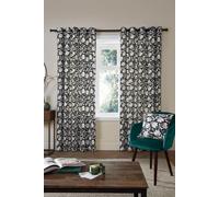 'Luna' 100% Cotton Pair of Eyelet Curtains Fusion Black 229cm width x 229cm drop
