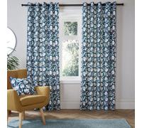 Fusion Luna 100% Cotton Pair Of Teal Eyelet Curtains