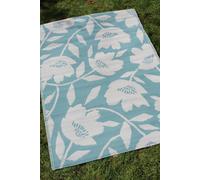 Fusion 'Luna Outdoor' Large floral design UV Resistant Outdoor Rug in Duck Egg Blue | Size: 170 cm x 120 cm Fusion Duck Egg Blue 170 cm x 120 cm