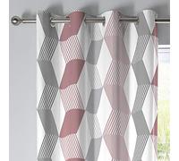 Fusion - Magna - 100% Cotton Pair of Eyelet Curtains - 66" Width x 90" Drop (168 x 229cm) in Blush