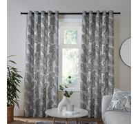 Fusion Matteo 100% Cotton Light Filtering Pair Of Black Eyelet Curtains
