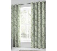 Fusion 'Matteo' 100% Cotton Light Filtering Pair of Eyelet Curtains in Green | Size: 168 cm width x 183 cm drop Fusion Green 168 cm width x 183 cm drop