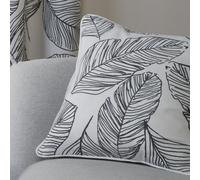 Fusion Matteo Black Hand Drawn Leaf Print 100% Cotton Filled Cushion