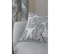 Fusion 'Matteo' Hand Drawn Leaf Print Filled Cushion 100% Cotton in Black | Size: 43 cm x 43 cm Fusion Black 43 cm x 43 cm
