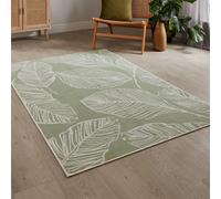Fusion Matteo Leaf Print Non-Slip Reverse Washable Rug