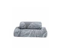 Fusion 'Matteo' Luxury 100% Cotton Leaf Motif Jacquard Towel in Grey | Size: Bath Sheet Fusion Grey Bath Sheet