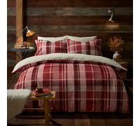 Fusion Mulford Check Plush Red Duvet Cover Set