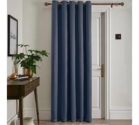 Fusion Navy Thermal Eyelet Curtain - Single Panel W66 x L84 (168x214cm) - Dark Blue Door & Window Drape - Strata Collection - Bedroom & Living Room Insulated Curtain - Energy Saving
