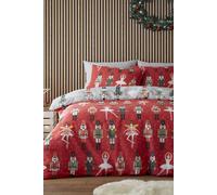 Fusion 'Nutcracker' Festive Character Print Duvet Cover Set in Red | Size: Single Fusion Red Single