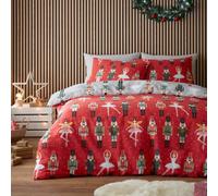 Fusion Nutcracker Festive Character Print Red Duvet Cover Set