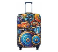 Fusion of Musical Elements Elastic Travel Luggage Cover Suitcase Protector, Print Suitcase Baggage Cover Anti-Scratch