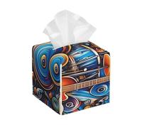 Fusion Of Musical Elements Tissue Box Cover Pu Leather Square Tissue Box Cover Case, Paper Organizer Dispenser For Kitchen Bathroom Bedroom Vanity Countertop Night Stands