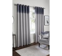 Fusion - Grey Ombre Curtains W66 x L54 (168 x 137cm) - 2x Panels - Grey & Natural Two Tone Curtains - Grey Gradient Eyelet Curtains - Luxury Shimmer Curtains & Drapes for Bedroom/Living Room