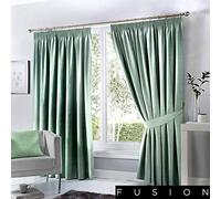 'Dijon' Thermal and Blackout Fully Lined Pencil Pleat Curtains Fusion Duck Egg Blue 117cm width x 183cm drop