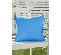 Fusion - Plain Blue Outdoor Cushion (43 x 43cm) - UV Resistant - Water Resistant - 100% Cotton - Filling Included - Piped Edge Cushion in Blue - Garden Cushion with Cover Included/Cushion Insert