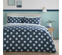 Fusion Polka Spots Duvet Cover Set Super King 260 x 220cm - Blue Polycotton Easy Care Bedding with Playful Spot Print, Includes 2 Pillowcases