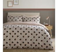 Fusion Polka Spots Duvet Cover Set Super King 260 x 220cm - Natural Polycotton Easy Care Bedding with Playful Spot Print, Includes 2 Pillowcases