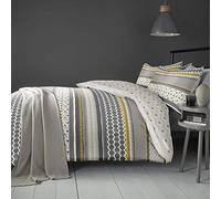 Fusion - Retrace Stripe - Easy Care Duvet Cover Set - Single Bed Size in Ochre