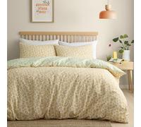 Fusion Retro Daisy Floral Duvet Cover Set Double 200 x 200cm - Easy Care Bedding with Vintage Daisy Flower Design, Includes 2 Pillowcases