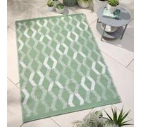 Fusion Rico Outdoor Vertical Zig Zags Uv Resistant Green Outdoor Rug