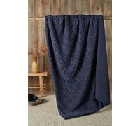 Fusion 'Romo' Fleece & Sherpa Throw in Navy | Size: 43 cm x 43 cm Fusion Navy 43 cm x 43 cm