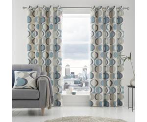 Fusion Sander 100% Cotton Light Filtering Pair Of Duck Egg Eyelet Curtains